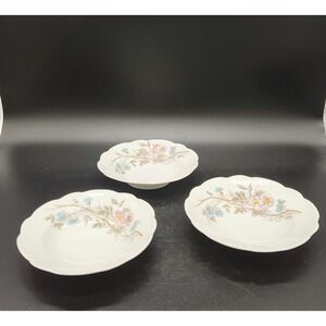 Vintage B&M China Fruit Berry Ice Cream Bowls Set Of 3 Floral Hand Painted 5.75"